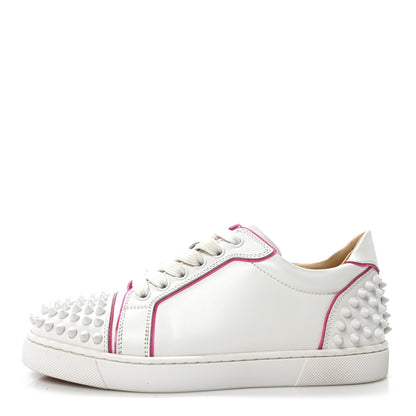 Christian Louboutin Calfskin Spikes Womens Vieira 2 Flat Sneakers 36 White Rose 1 of 9