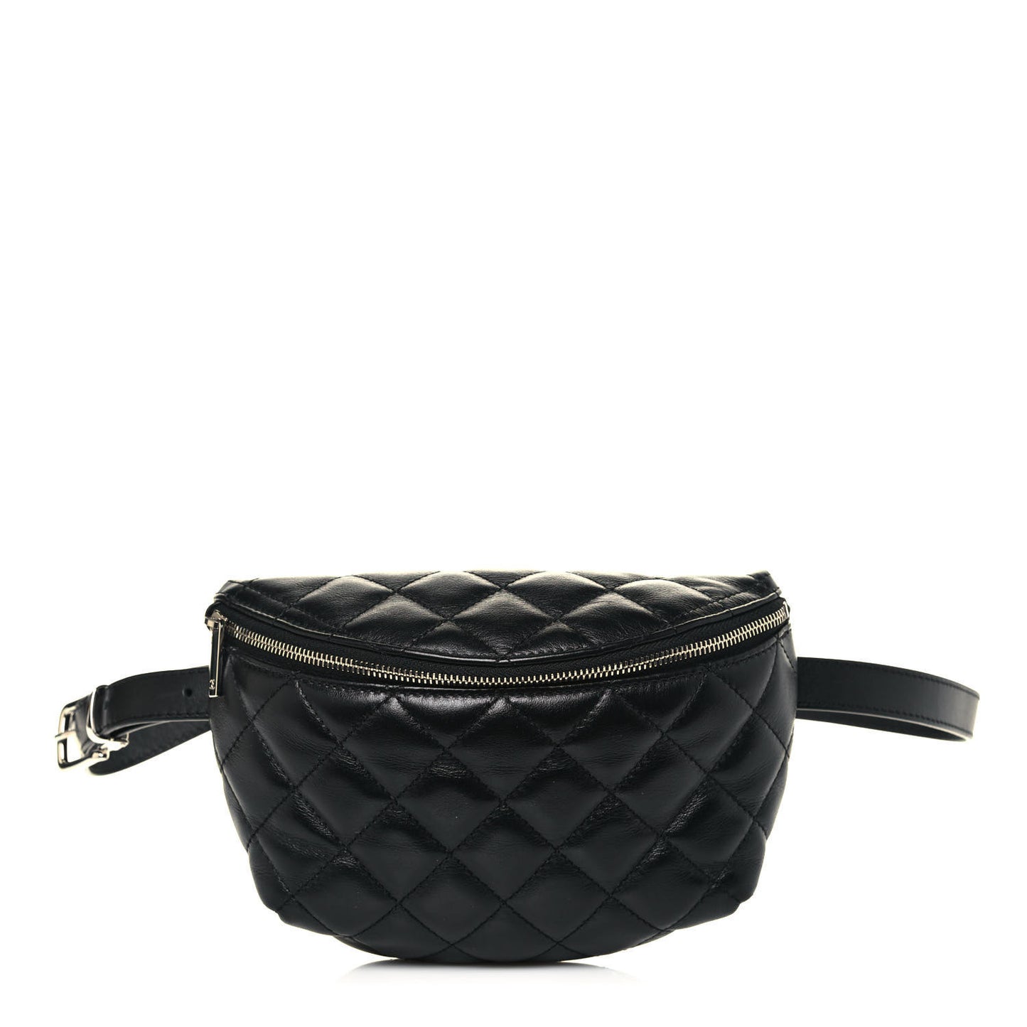 Calfskin Quilted Waist Belt Bag Black