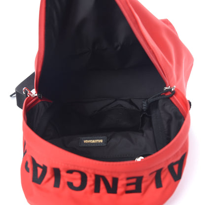 Balenciaga Sport Nylon Logo Embroidered S Wheel Backpack Bright Red Black 5 of 10