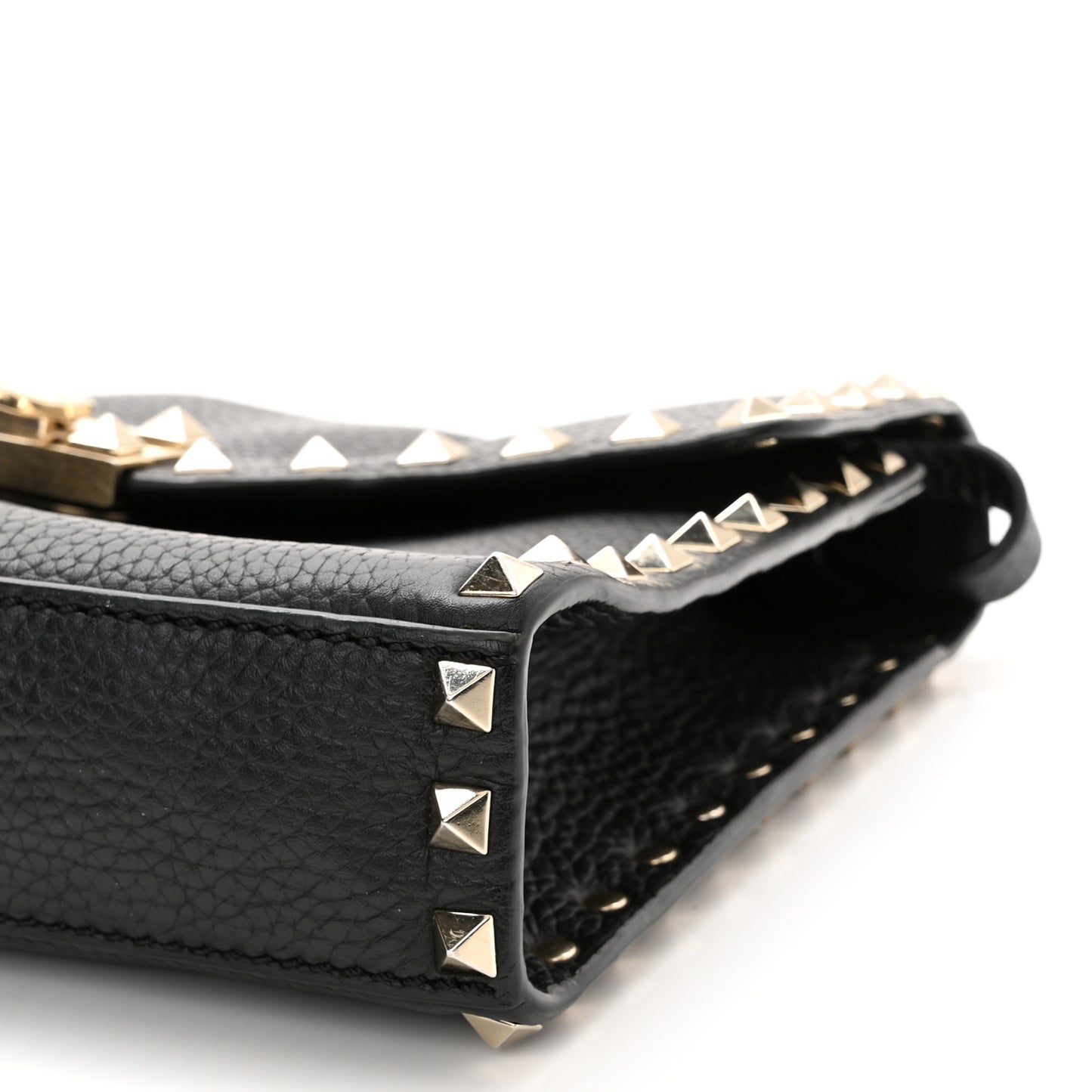 Pebbled Calfskin Medium Rockstud Flip Lock Crossbody Bag Black