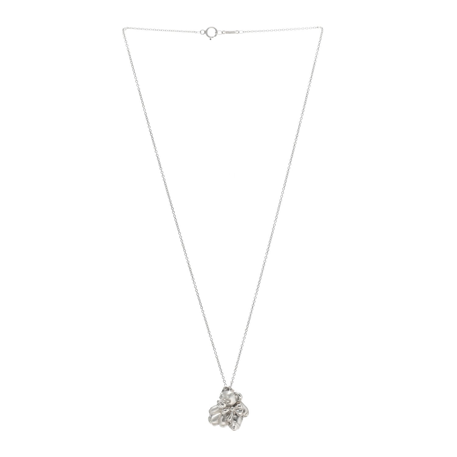 Tiffany Sterling Silver Teddy Bear Pendant Necklace 3 of 5