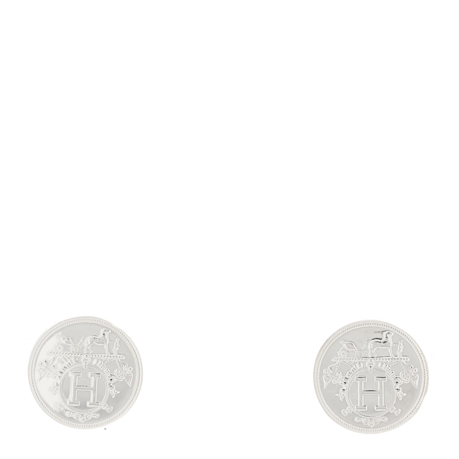 Hermes Sterling Silver TPM Ex-Libris Earrings 1 of 5