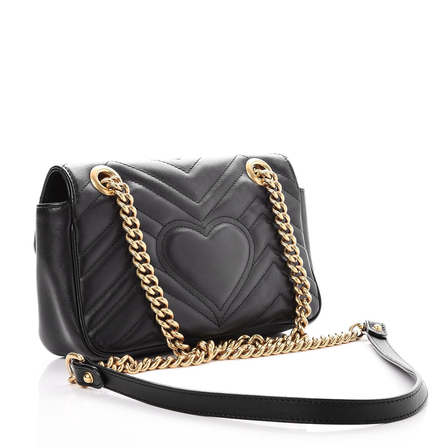 Gucci Calfskin Matelasse Mini GG Marmont Shoulder Bag Black 3 of 8