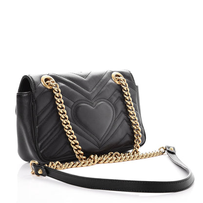 Gucci Calfskin Matelasse Mini GG Marmont Shoulder Bag Black 3 of 8