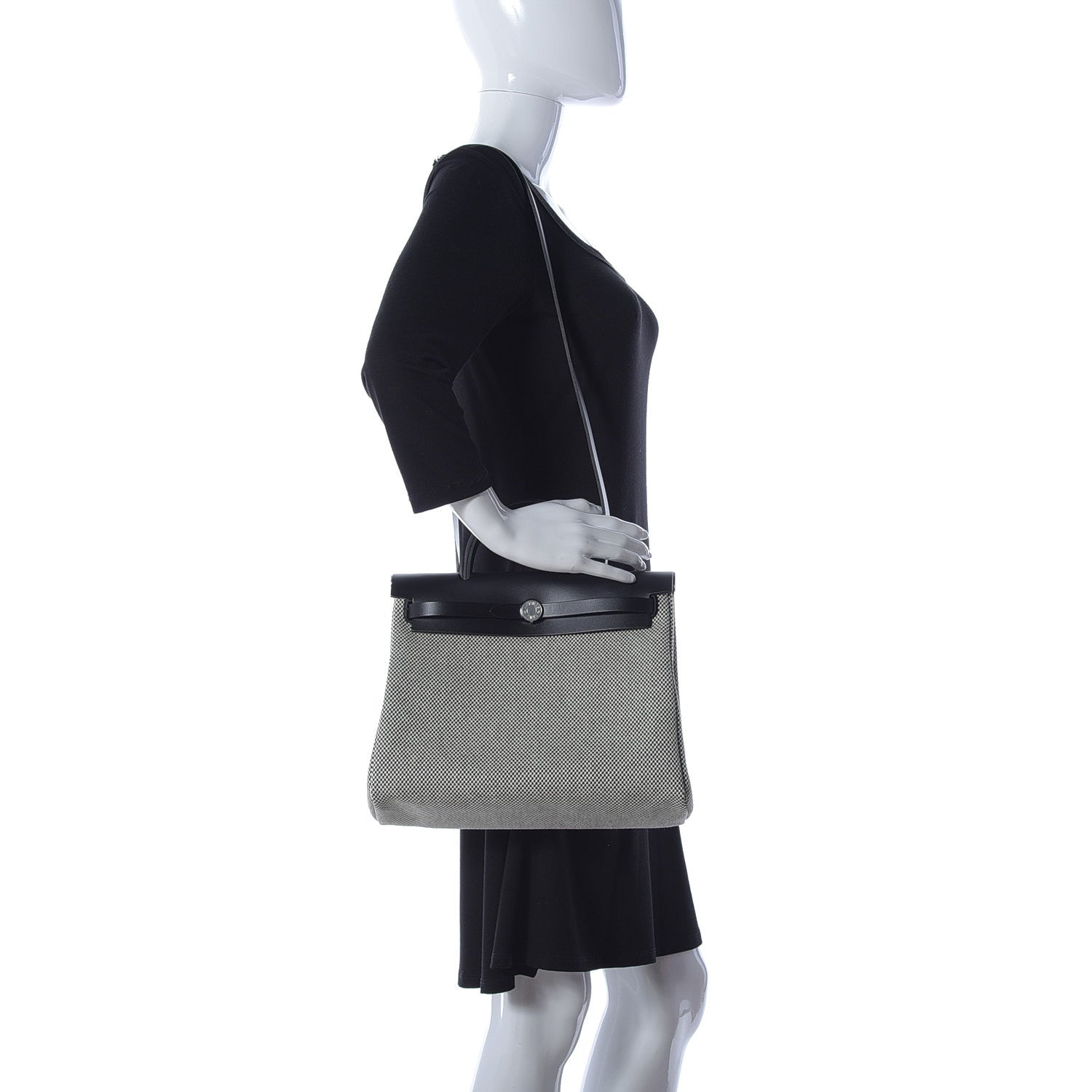 Hermes Vache Hunter Criss Viking Herbag Zip Retourne 31 PM Ecru Black 3 of 15
