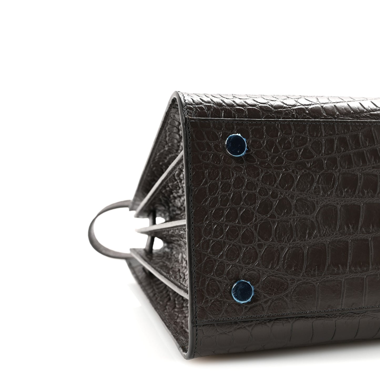 Calfskin Crocodile Embossed Small Sac de Jour Dark Brown