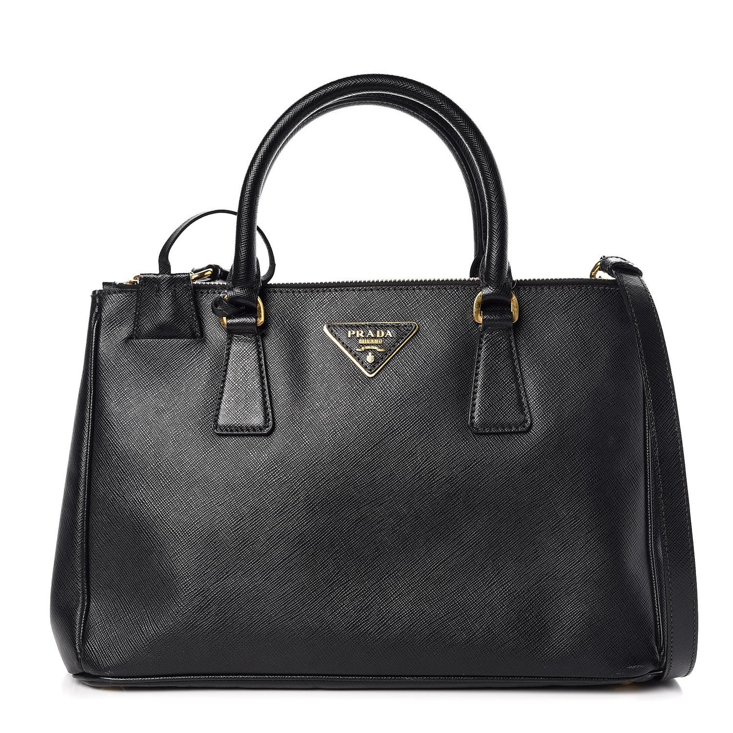 Saffiano Small Galleria Double Zip Tote Black