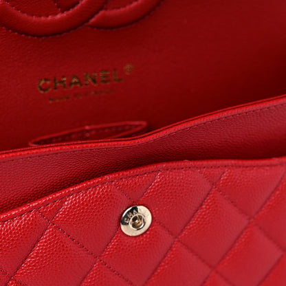 Chanel Caviar Quilted Medium Double Flap Red 10 of 12