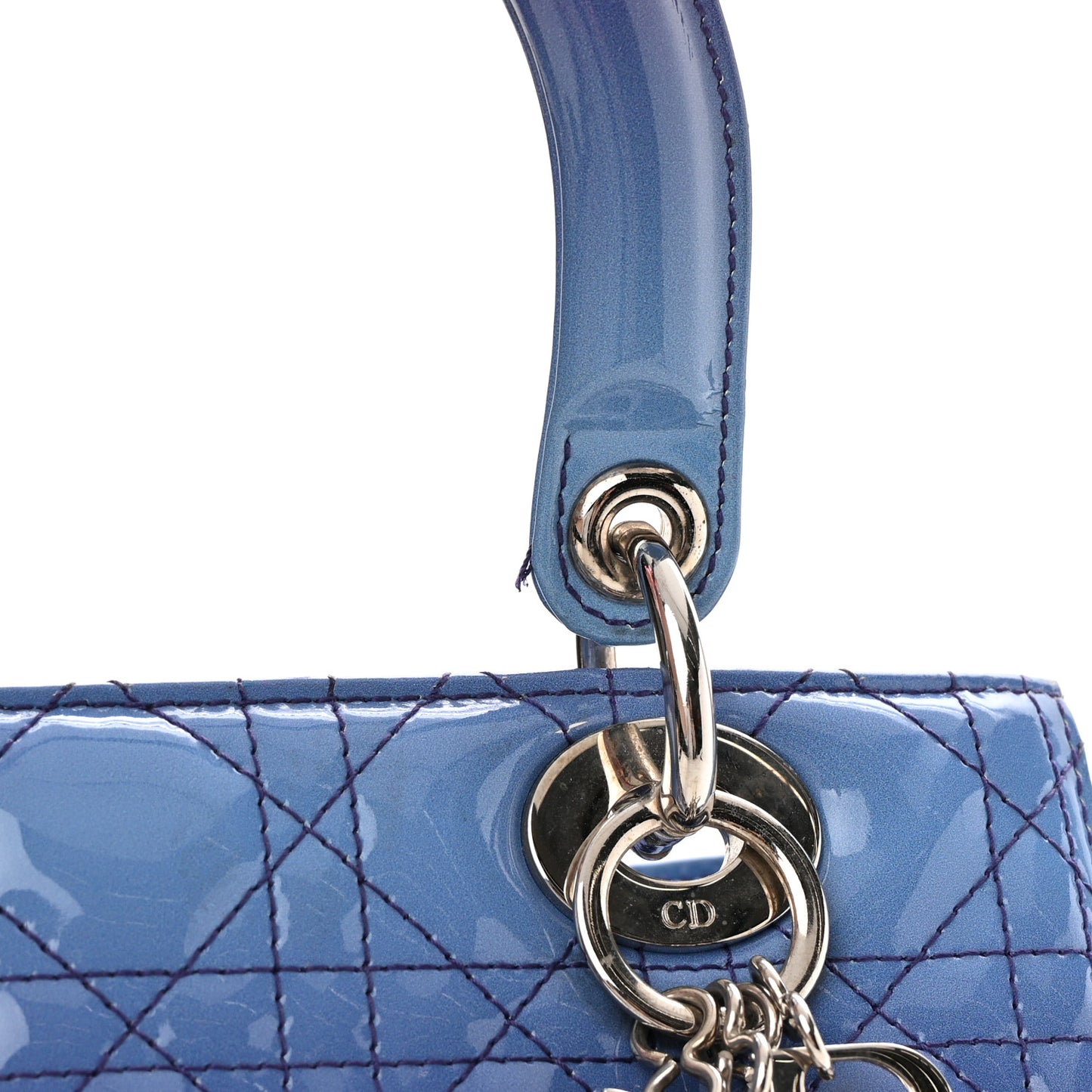 Patent Cannage Gradient Medium Lady Dior Purple Blue