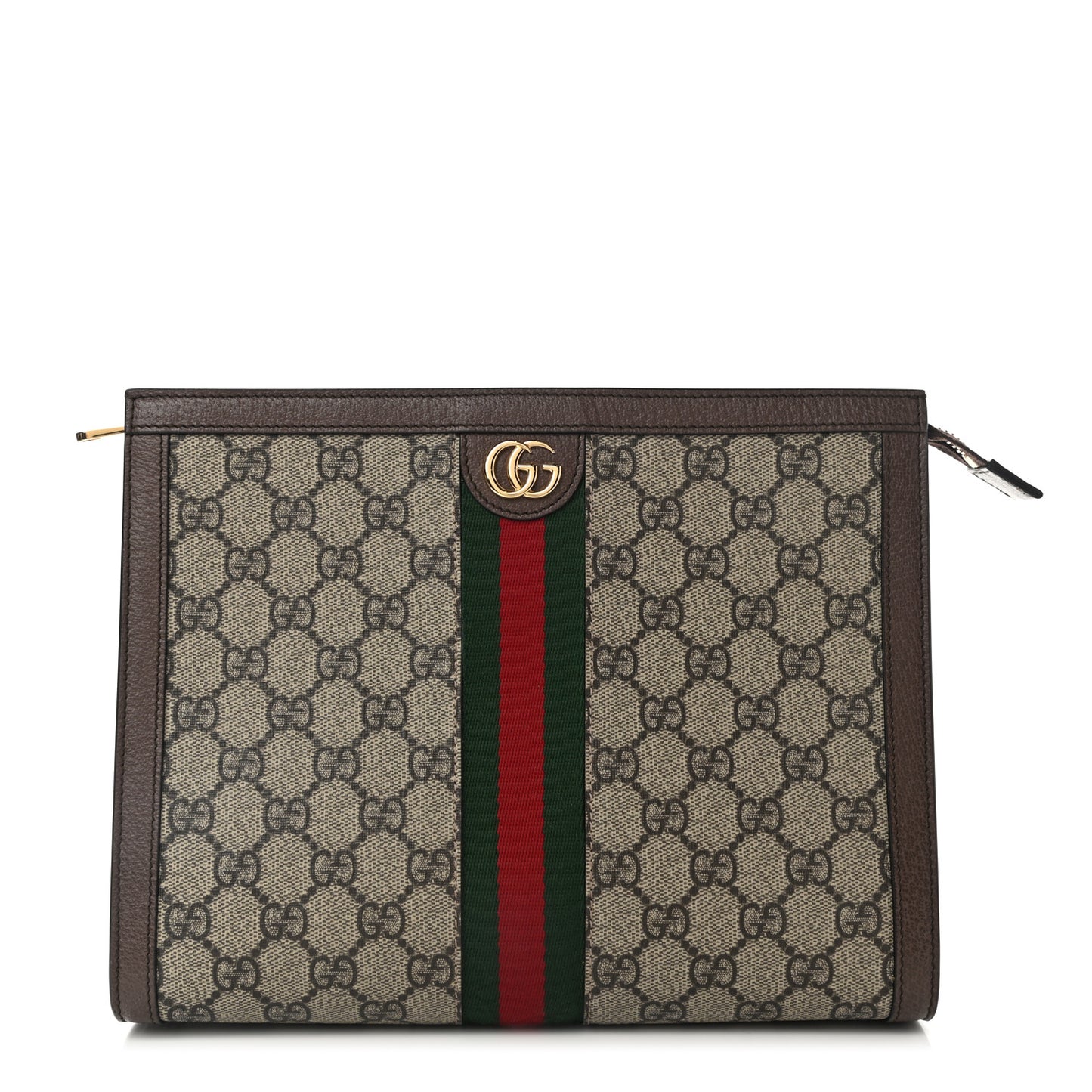 GG Supreme Monogram Web Ophidia Pouch Brown
