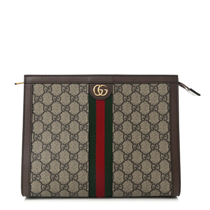 Gucci GG Supreme Monogram Web Ophidia Pouch Brown 1 of 12