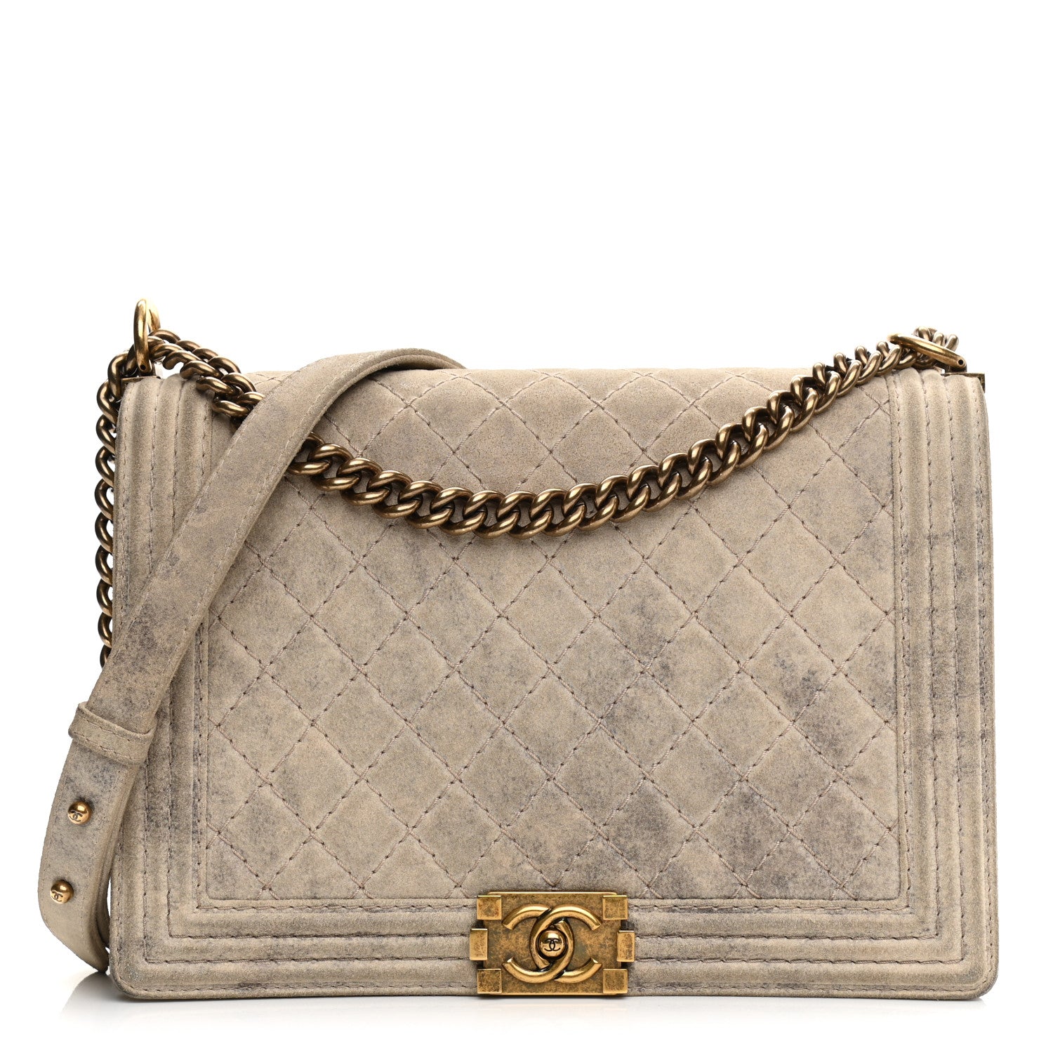Chanel Iridescent Calfskin Quilted Large Boy Flap Beige 1 of 10