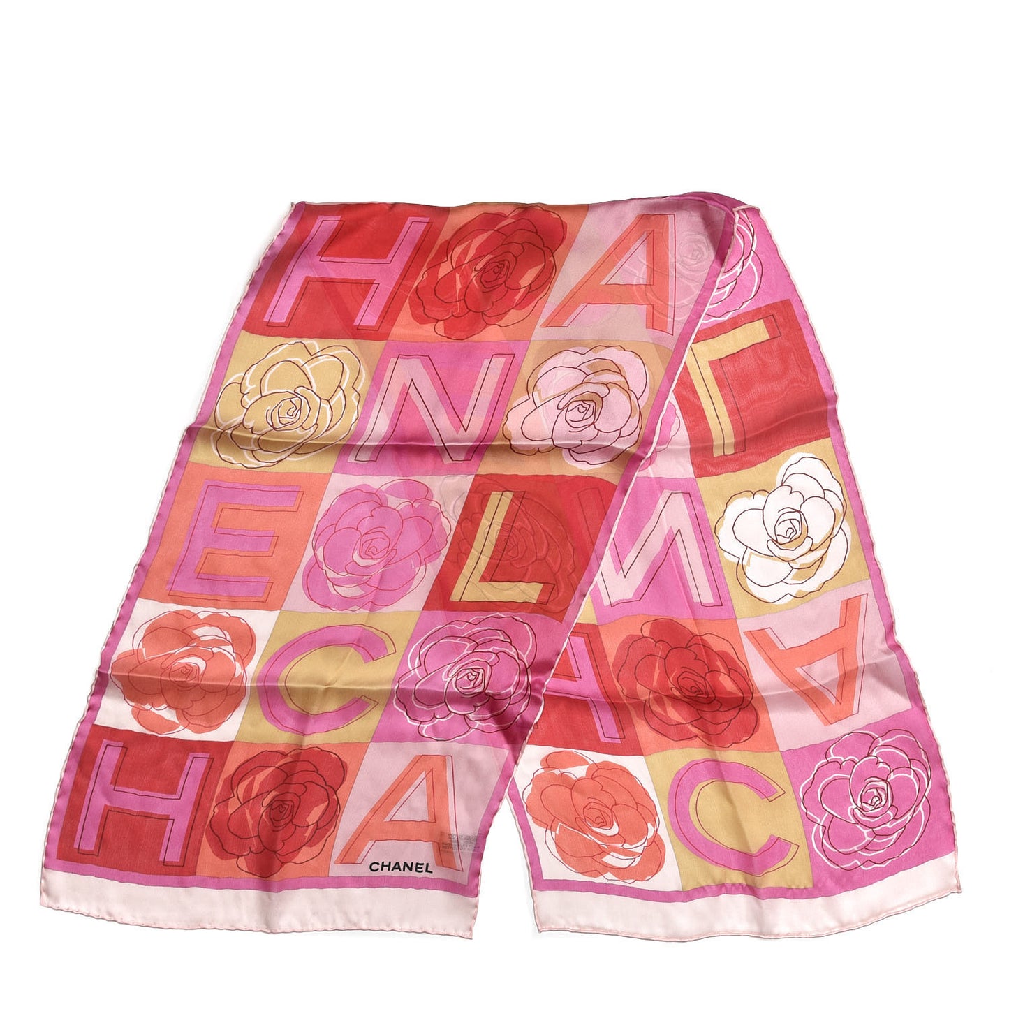 Silk Camellia Scarf Pink Red