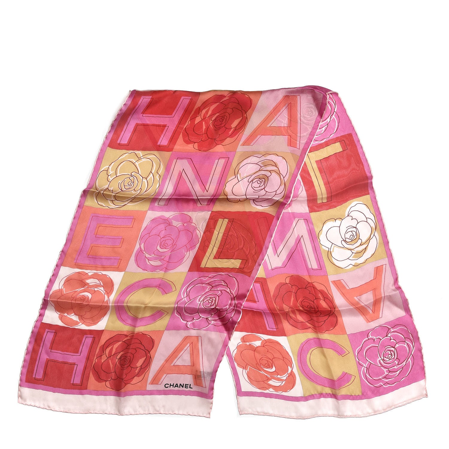 Chanel Silk Camellia Scarf Pink Red 1 of 4