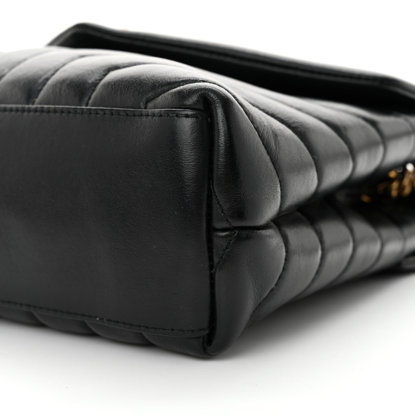 Calfskin Y Quilted Monogram Small Loulou Chain Satchel Black