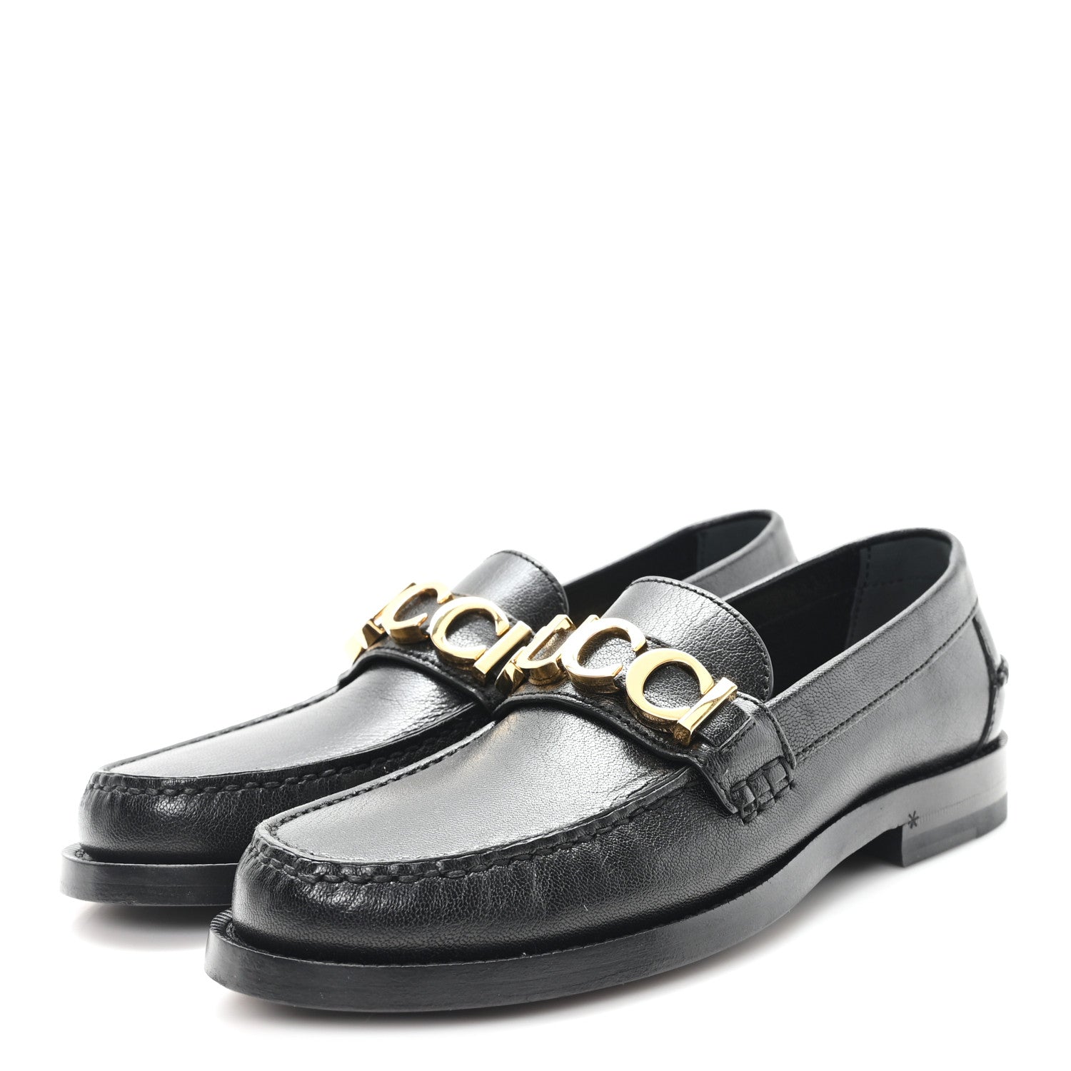Gucci Goatskin Womens Logo 15mm Loafers 35.5 Black 4 of 10