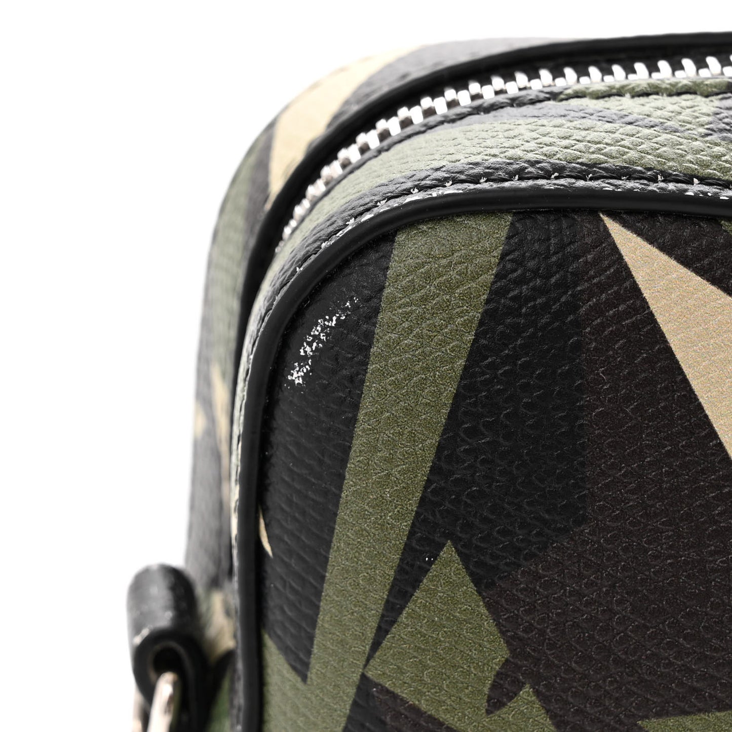 Textured Calfskin Bugs Camouflage Medium Camera Case Multicolor Military