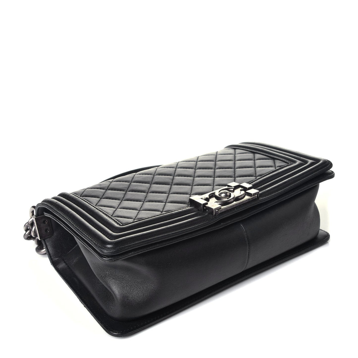 Lambskin Quilted Medium Boy Flap Black