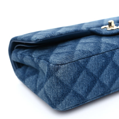 Chanel Printed Denim Quilted Medium Double Flap Dark Blue 9 of 10