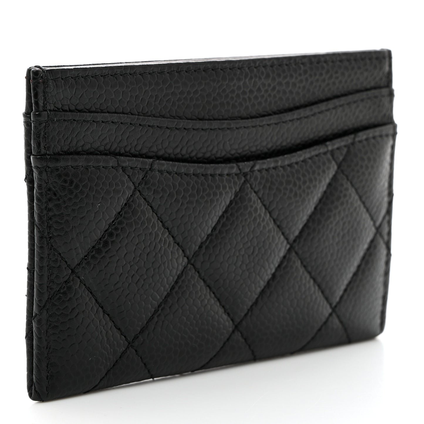 Caviar Quilted Card Holder Black