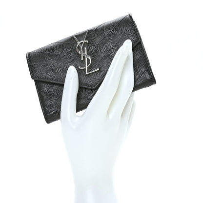 Saint Laurent Grain De Poudre Matelasse Chevron Small Monogram Envelope Wallet Earth 2 of 7