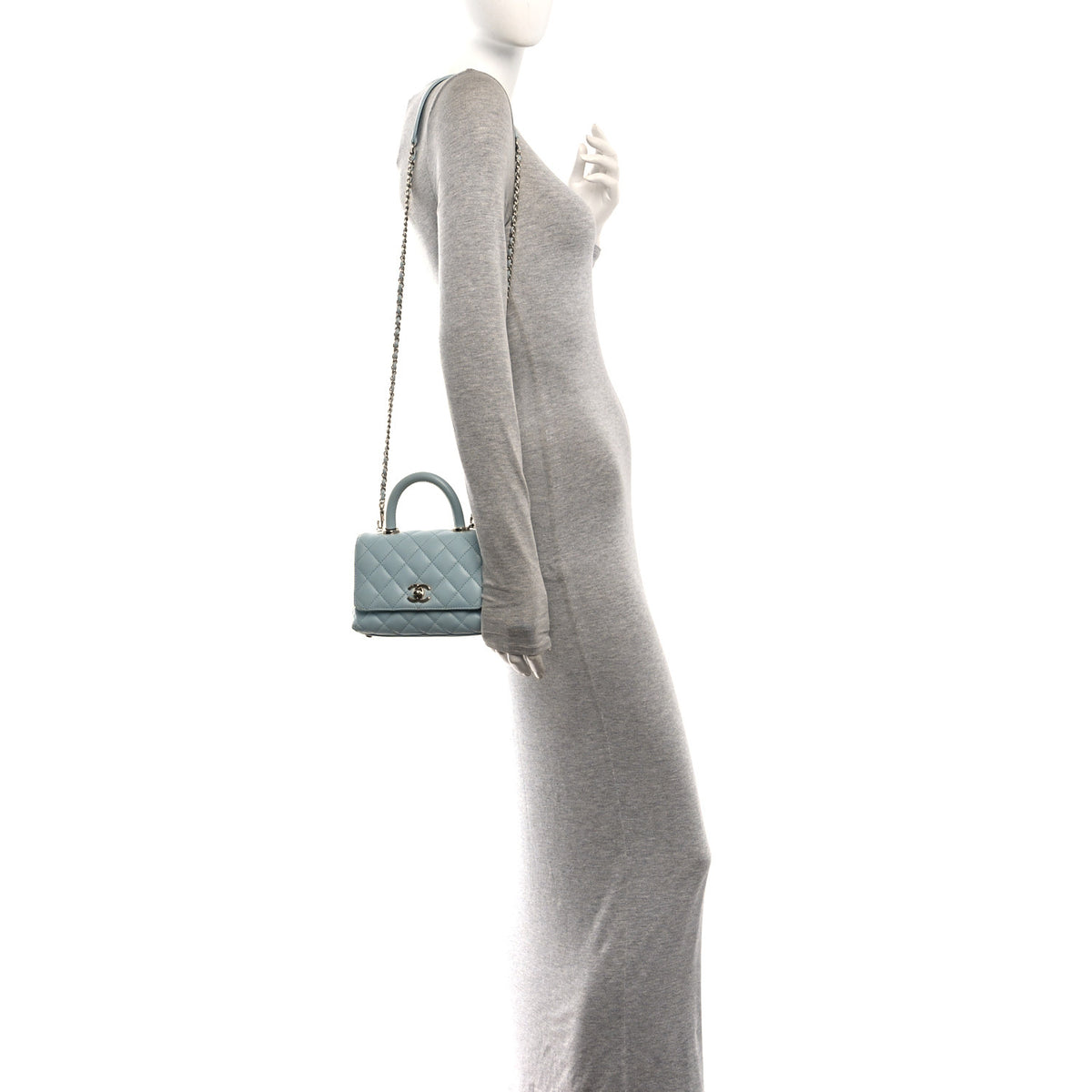 Caviar Quilted Extra Mini Coco Handle Flap Light Blue