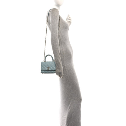 Chanel Caviar Quilted Extra Mini Coco Handle Flap Light Blue 2 of 11