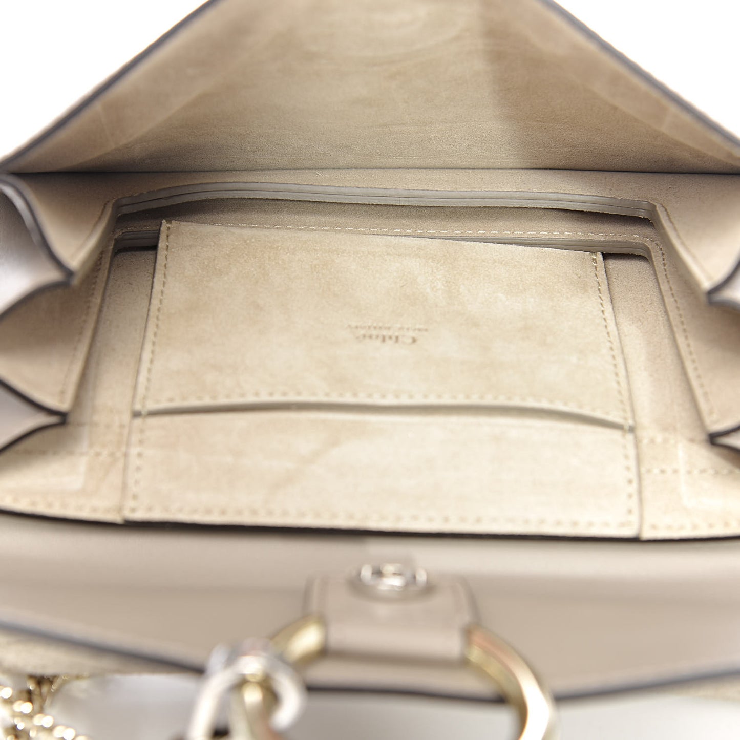 Calfskin Suede Mini Chain Faye Shoulder Bag Motty Grey