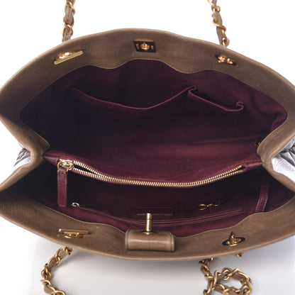 Chanel Calfskin Quilted Large Soft Elegance Tote Brown 5 of 16