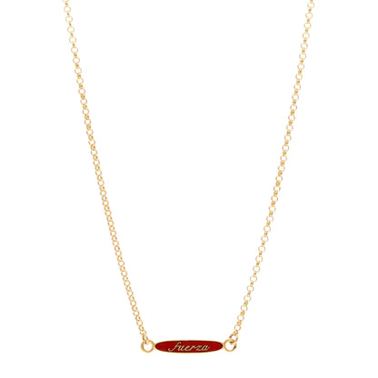 Foundrae 18K Yellow Gold Diamond Enamel Fuerza Pendant Necklace Red 1 of 4