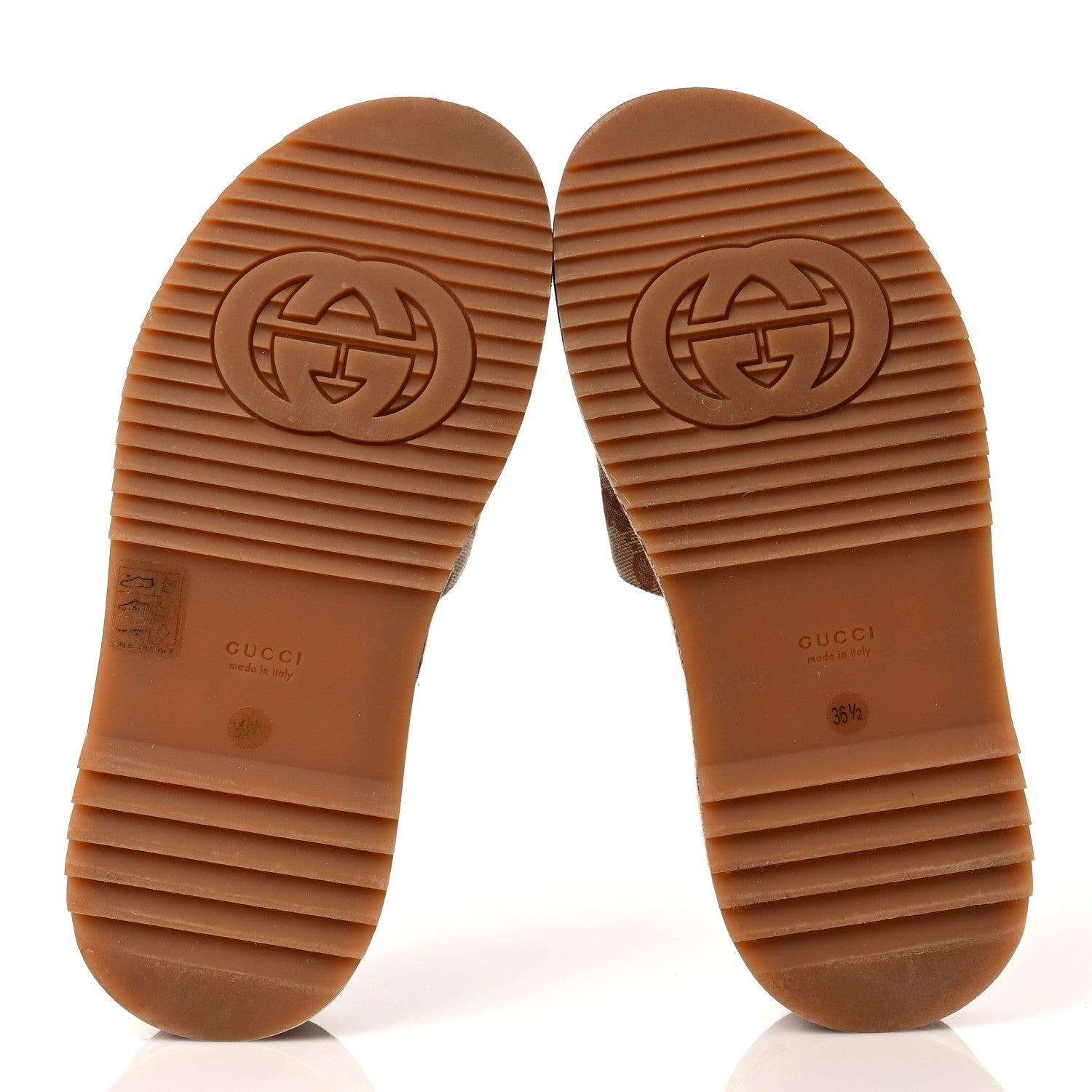 Gucci Canvas GG Monogram Angelina Platform Slide Sandals 36.5 Beige Ruggine 5 of 8