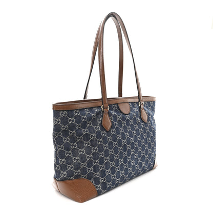 Gucci New Denim GG Monogram Medium Ophidia Shopping Tote Blue Tea Cuir 3 of 10