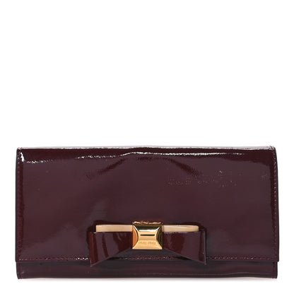 Miu Miu Patent Bow Flap Wallet Amarena 1 of 7
