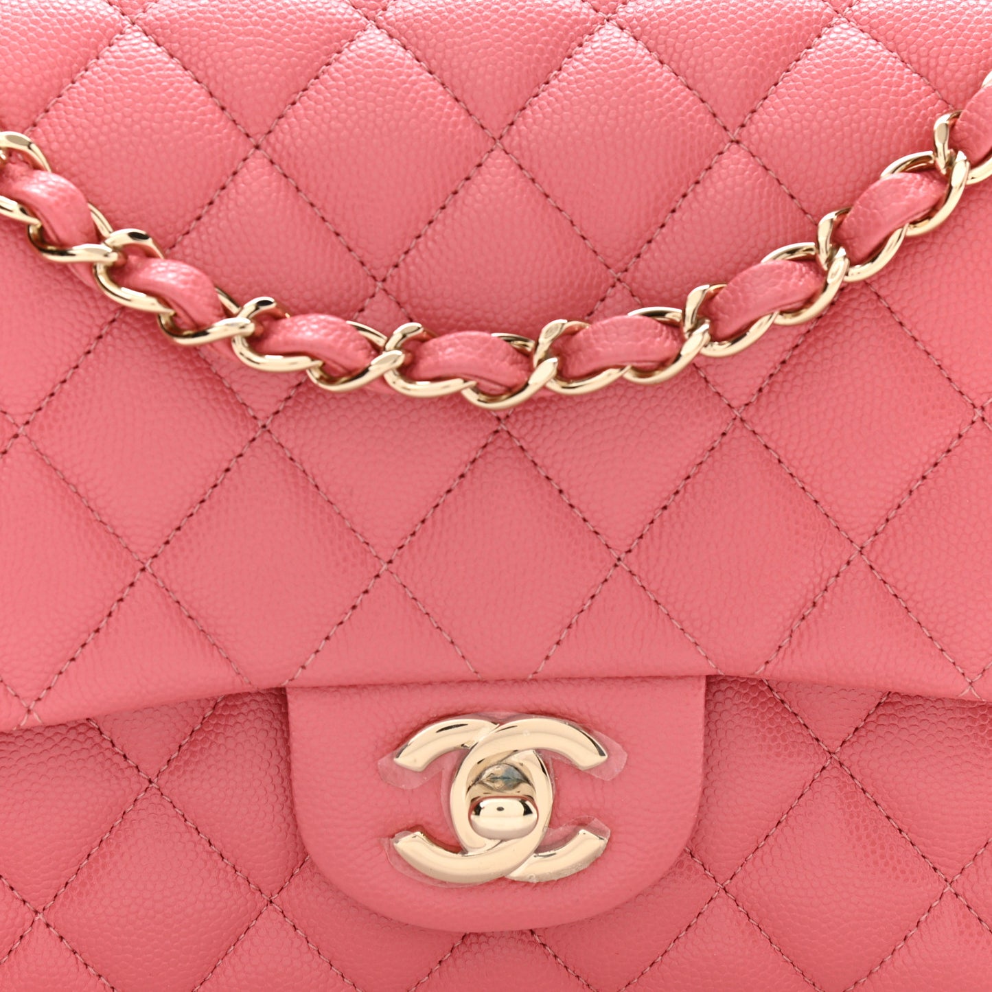 Caviar Quilted Medium Double Flap Pink
