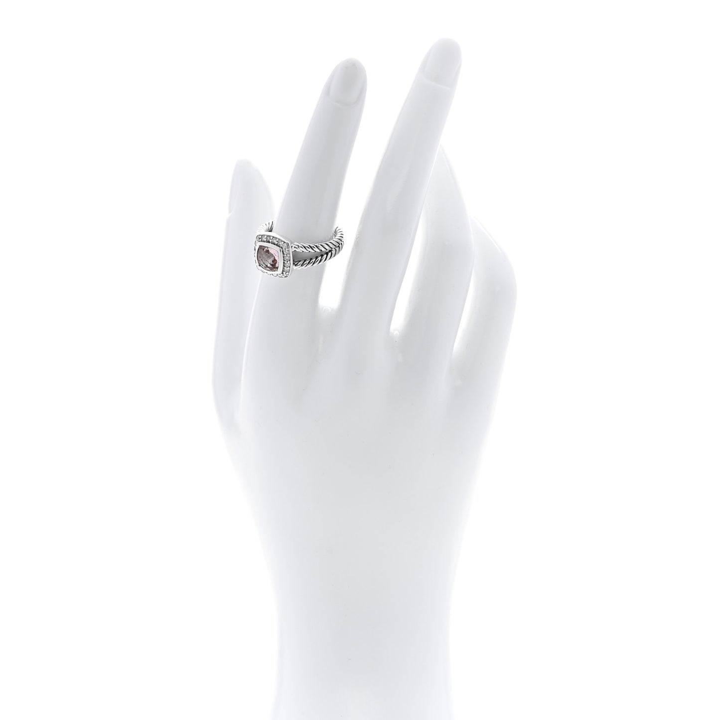 Sterling Silver Diamond Morganite 7mm Petite Albion Ring 54 7