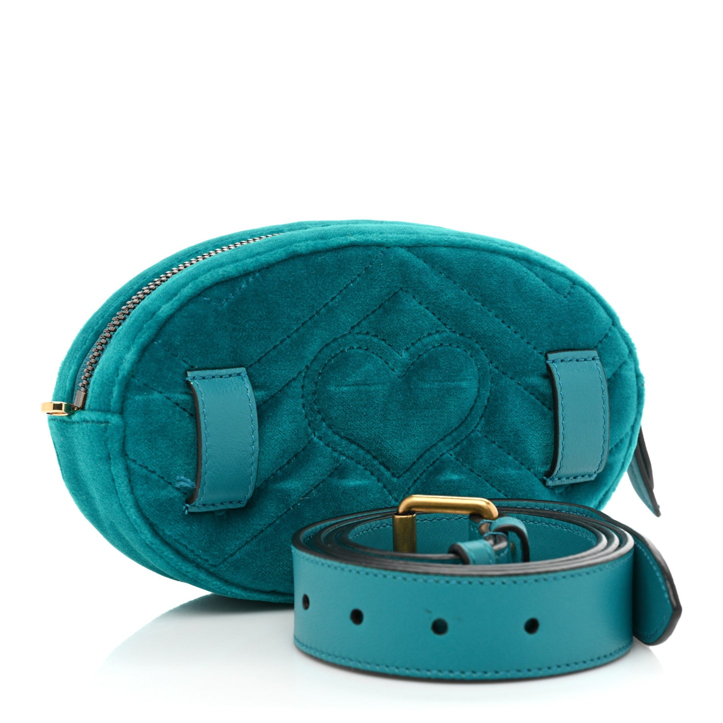 Velvet Matelasse GG Marmont Belt Bag 95 38 Pavone Cyan