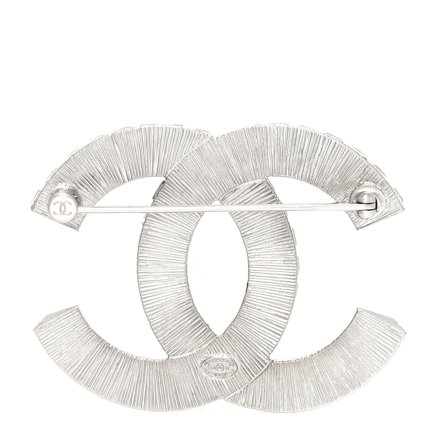 Baguette Crystal CC Brooch Silver