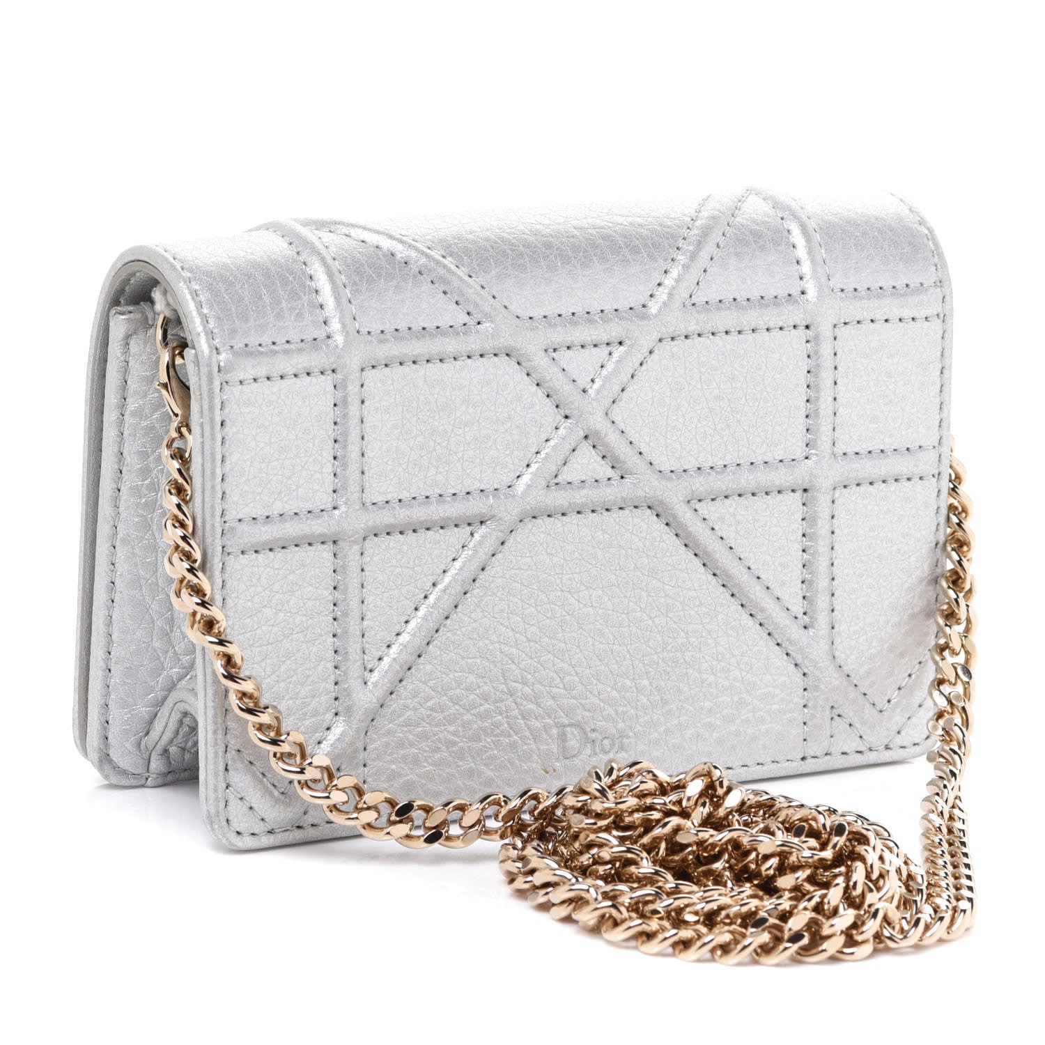Christian Dior Metallic Grained Calfskin Baby Diorama Flap Bag Silver 3 of 8