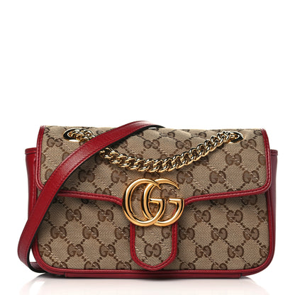 Gucci Monogram Azalea Calfskin Matelasse Diagonal Mini GG Marmont Shoulder Bag Beige Ebony New Cherry Red 1 of 9