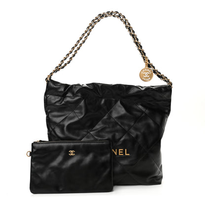 Chanel Shiny Calfskin Quilted Small Chanel 22 Black 1 of 11