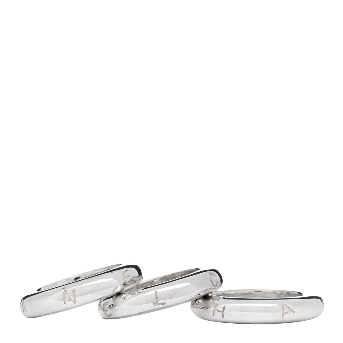 Sterling Silver Logo Set of 3 Stacking Rings 52 6