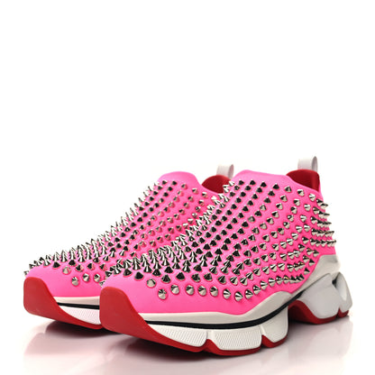 Christian Louboutin Neoprene Spike Sock Donna Flat Sneakers 37.5 Rose Fluo 3 of 7