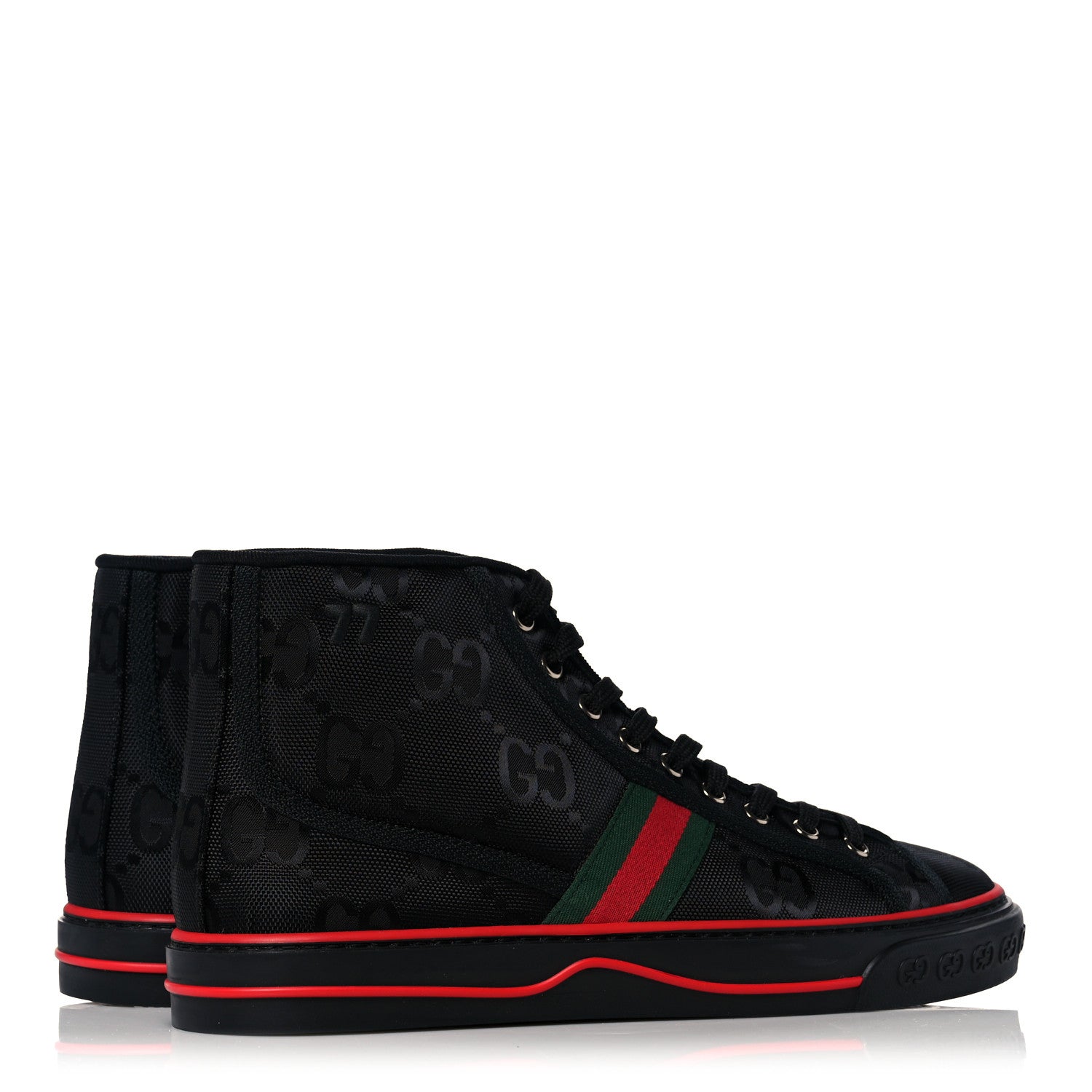 Gucci Econyl Nylon Web Monogram Off The Grid Mens 1977 Tennis High Top Sneakers 8 Black 4 of 8
