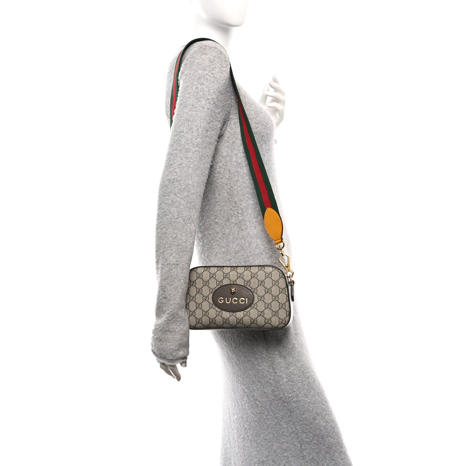 Gucci GG Supreme Monogram Web Neo Vintage Shoulder Bag Beige New Acero Crop 2 of 11