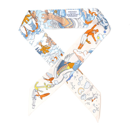 Hermes Silk Sur Mon Nuage Twilly Creme Bleu Ciel Orange 1 of 4