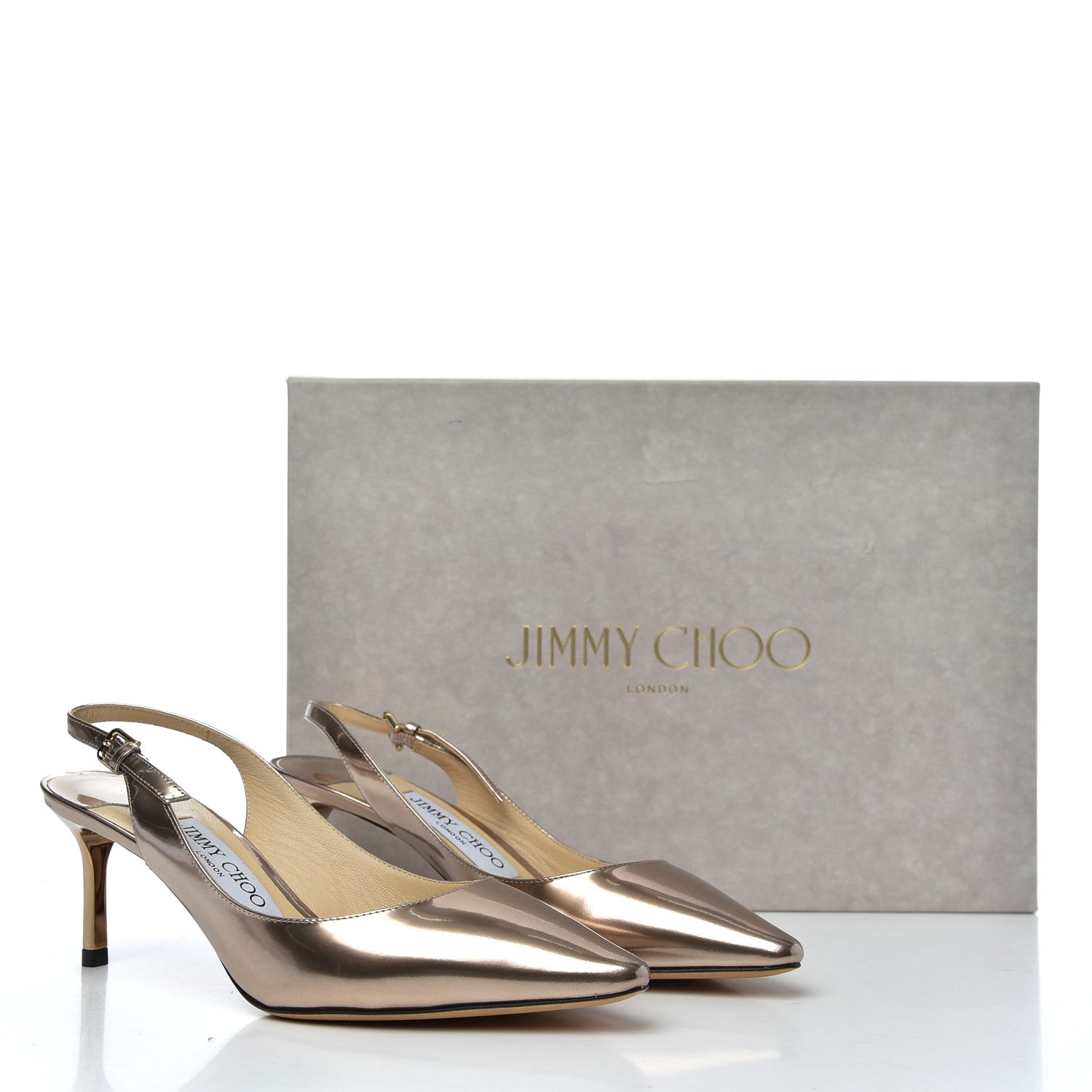 Jimmy Choo Mirror Erin 60 Slingback Pumps 35 Gold 9 of 9