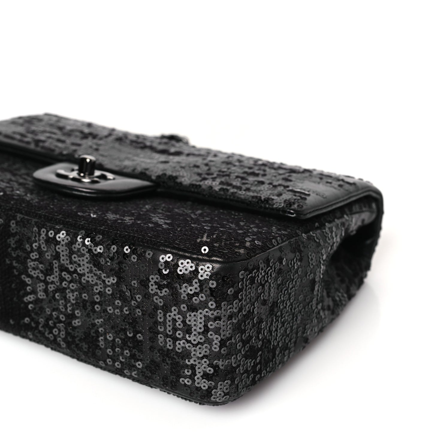 Sequin Lambskin Medium Moonlight on Water Flap Black
