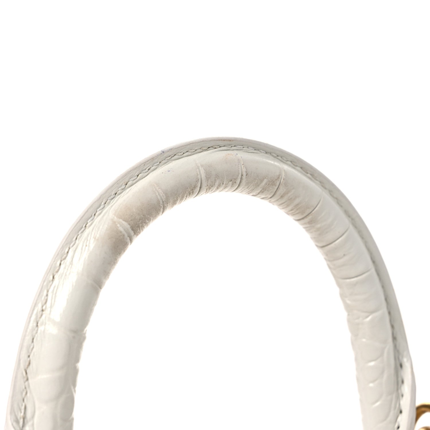 Balenciaga Shiny Calfskin Crocodile Embossed Hourglass Top Handle Bag XS White 14 of 14