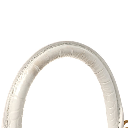 Balenciaga Shiny Calfskin Crocodile Embossed Hourglass Top Handle Bag XS White 14 of 14