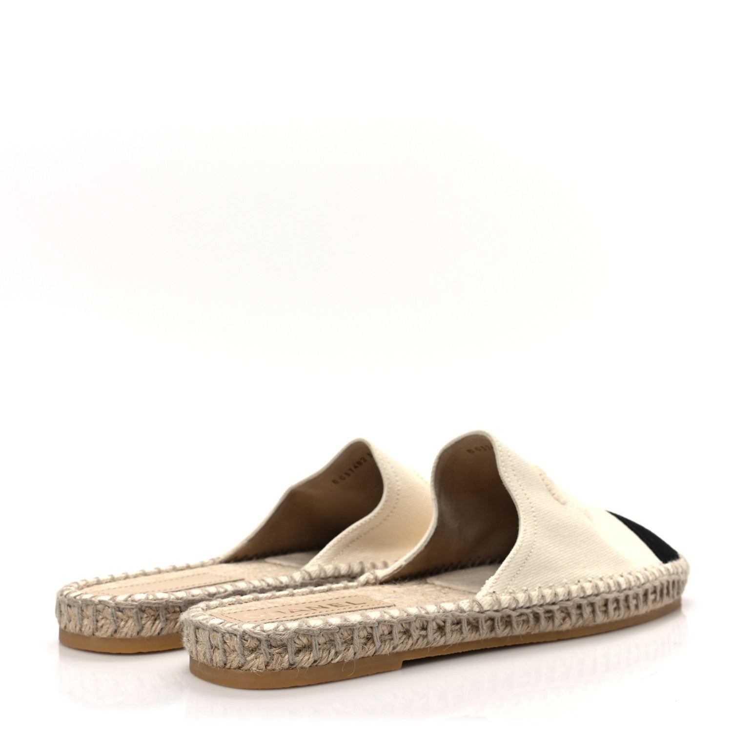 Chanel Denim CC Espadrille Mules 39 White Black 4 of 8